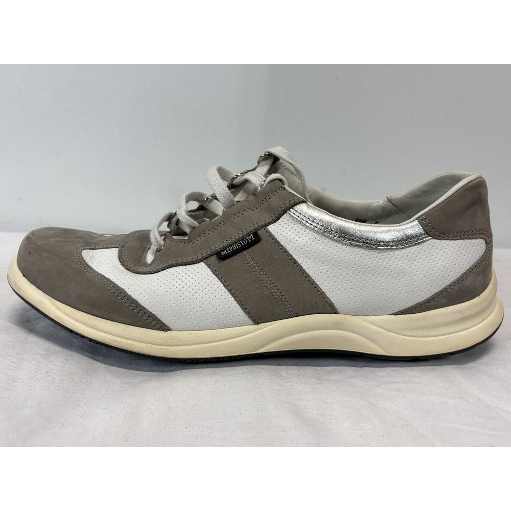 Mephisto Shoes Women's 9.5 US Kim Runoff Air-Jet Sneakers White Grey Leather